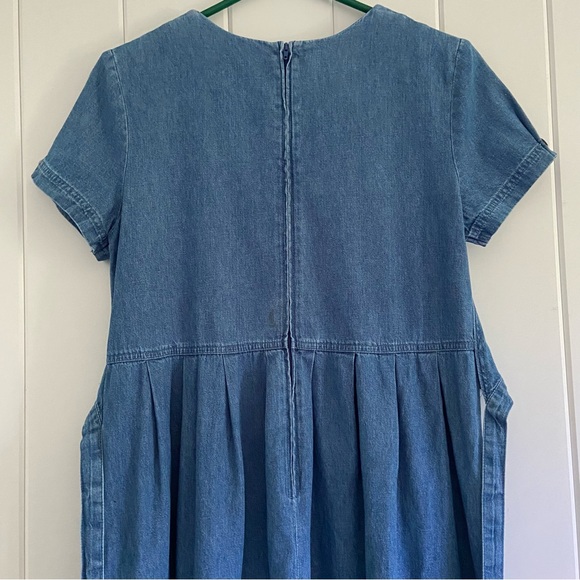 Vintage Pellini Blues petites women's 6P Denim Dress Tie Vest Floral Embroidery - Picture 16 of 16